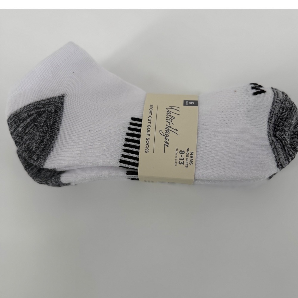 Walter Hagen Mens 6 Pair Pack White Sport Cut Golf Socks Shoe Size 8-13